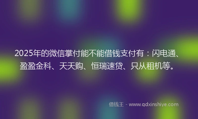2025年的微信掌付能不能借钱支付有：闪电通、盈盈金科、天天购、恒瑞速贷、只从租机等。