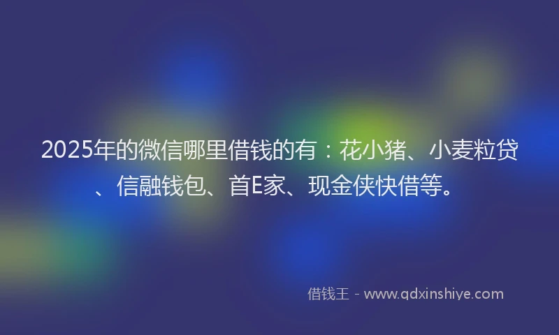 2025年的微信哪里借钱的有：花小猪、小麦粒贷、信融钱包、首E家、现金侠快借等。