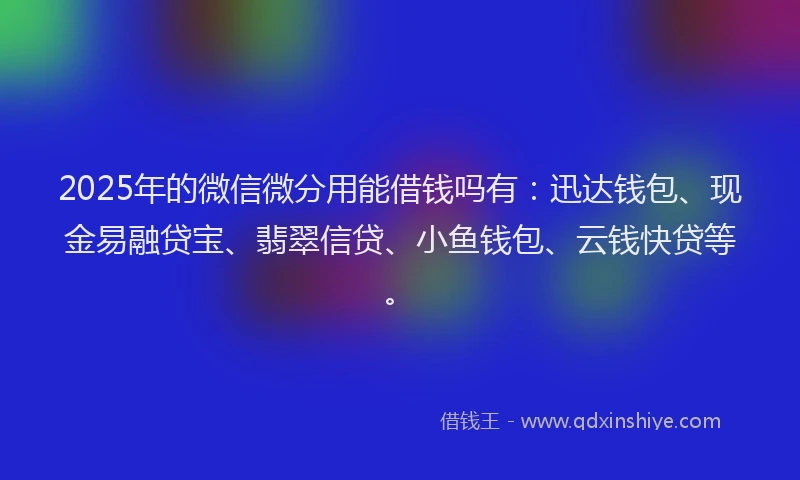 2025年的微信微分用能借钱吗有：迅达钱包、现金易融贷宝、翡翠信贷、小鱼钱包、云钱快贷等。