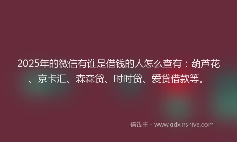 2025年的微信有谁是借钱的人怎么查有：葫芦花、京卡汇、森森贷、时时贷、爱贷借款等。