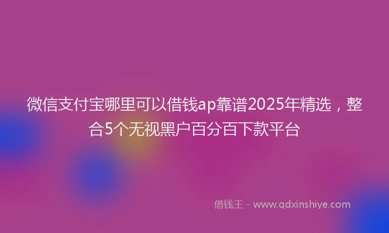 微信支付宝哪里可以借钱ap靠谱2025年精选，整合5个无视黑户百分百下款平台