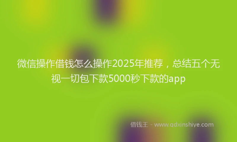 微信操作借钱怎么操作2025年推荐，总结五个无视一切包下款5000秒下款的app