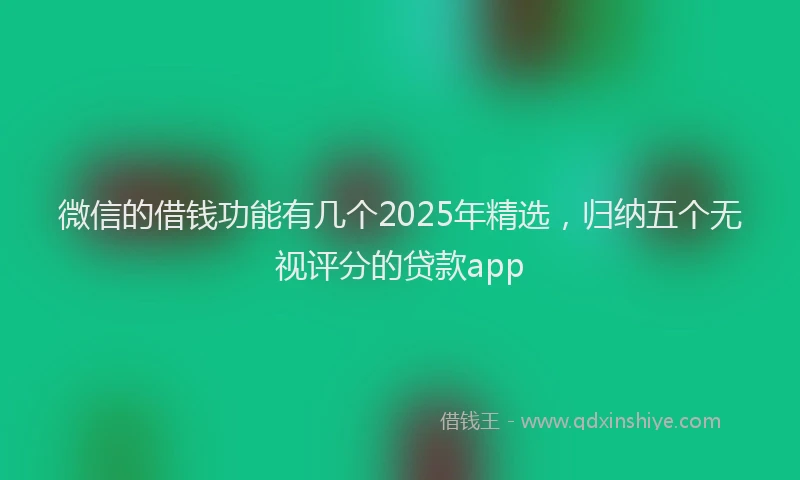 微信的借钱功能有几个2025年精选，归纳五个无视评分的贷款app