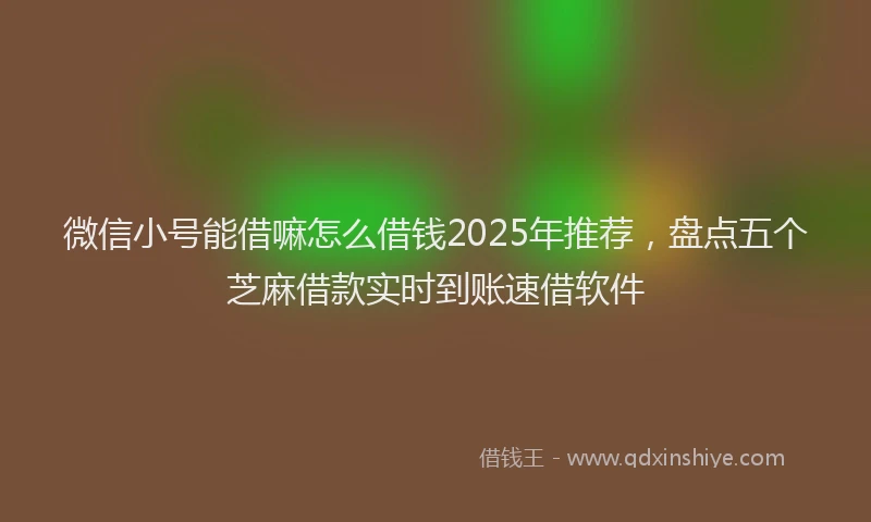 微信小号能借嘛怎么借钱2025年推荐，盘点五个芝麻借款实时到账速借软件