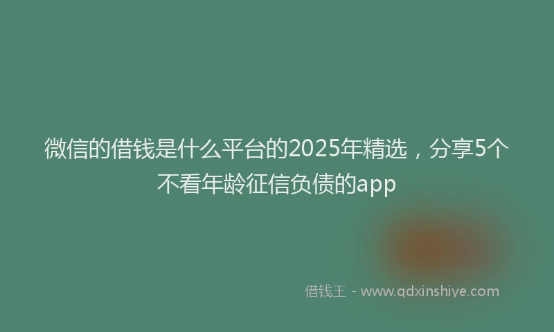 微信的借钱是什么平台的2025年精选，分享5个不看年龄征信负债的app
