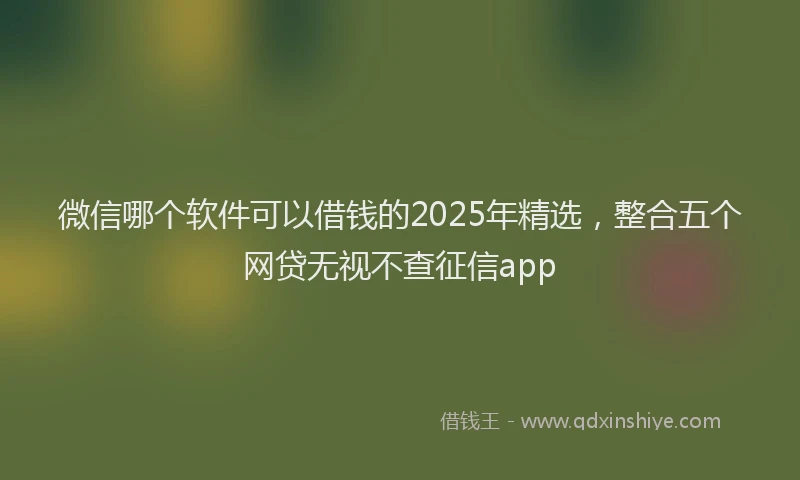 微信哪个软件可以借钱的2025年精选，整合五个网贷无视不查征信app