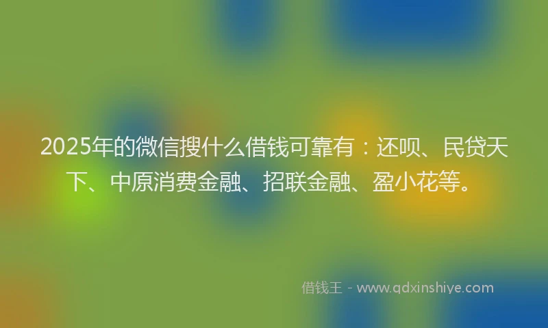 2025年的微信搜什么借钱可靠有：还呗、民贷天下、中原消费金融、招联金融、盈小花等。