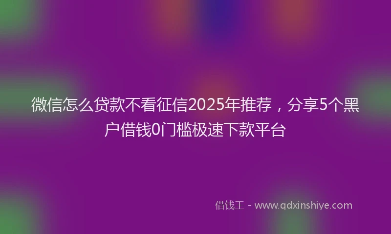 微信怎么贷款不看征信2025年推荐，分享5个黑户借钱0门槛极速下款平台