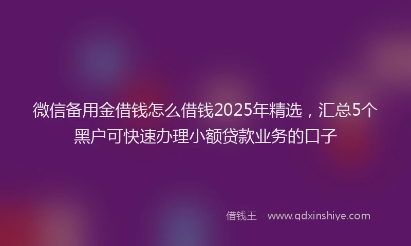 微信备用金借钱怎么借钱2025年精选，汇总5个黑户可快速办理小额贷款业务的口子