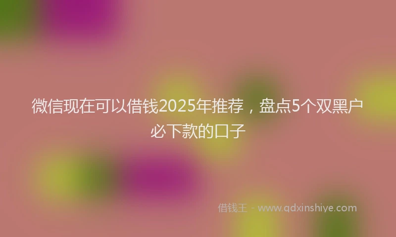 微信现在可以借钱2025年推荐，盘点5个双黑户必下款的口子