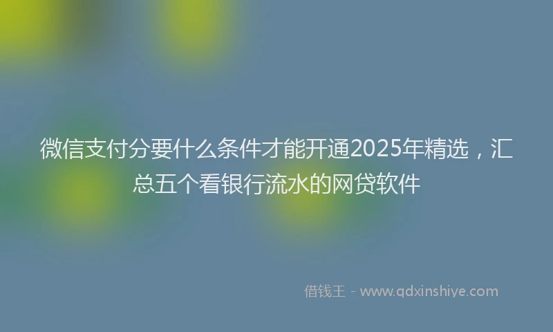 微信支付分要什么条件才能开通2025年精选，汇总五个看银行流水的网贷软件