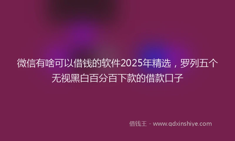 微信有啥可以借钱的软件2025年精选，罗列五个无视黑白百分百下款的借款口子