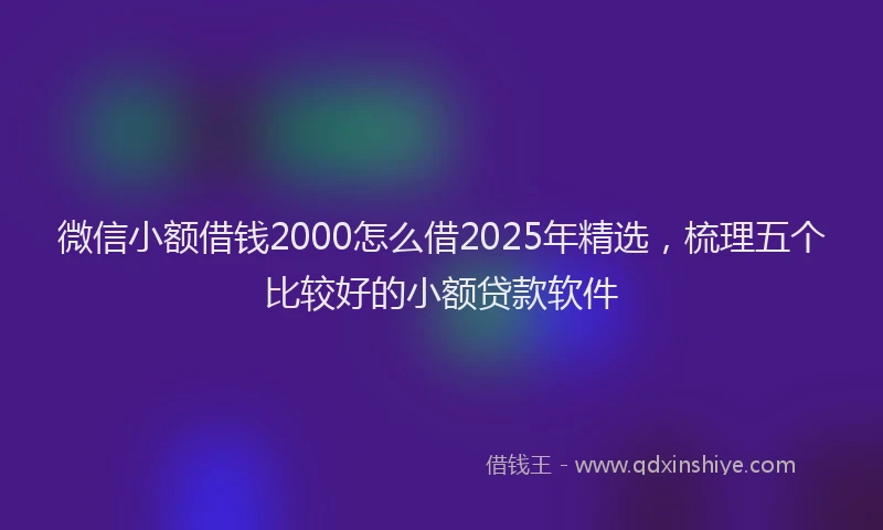 微信小额借钱2000怎么借2025年精选，梳理五个比较好的小额贷款软件