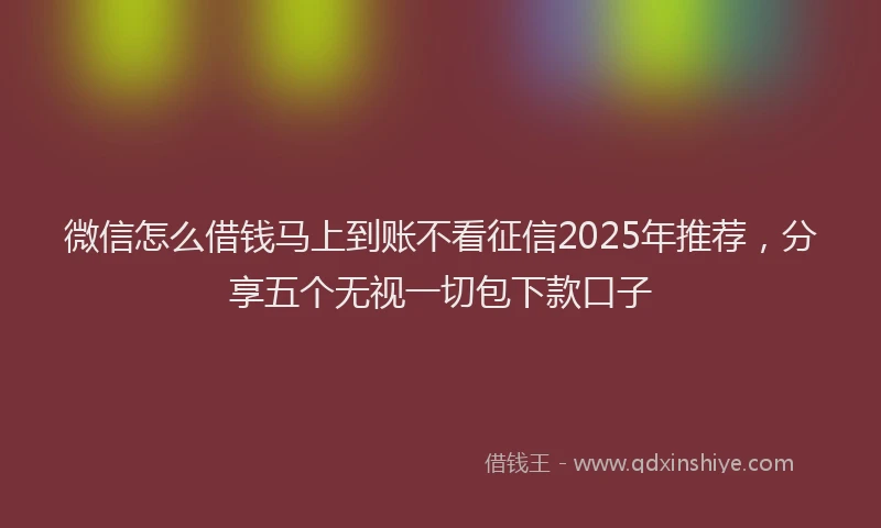 微信怎么借钱马上到账不看征信2025年推荐，分享五个无视一切包下款口子