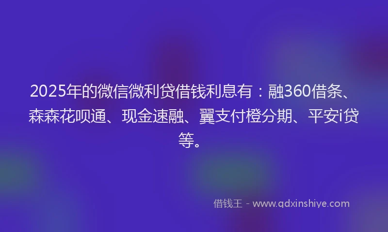 2025年的微信微利贷借钱利息有：融360借条、森森花呗通、现金速融、翼支付橙分期、平安i贷等。