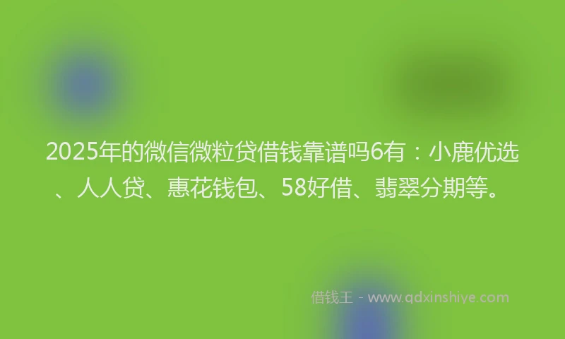 2025年的微信微粒贷借钱靠谱吗6有：小鹿优选、人人贷、惠花钱包、58好借、翡翠分期等。