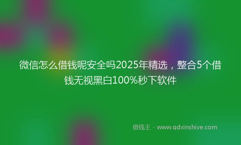 微信怎么借钱呢安全吗2025年精选，整合5个借钱无视黑白100%秒下软件