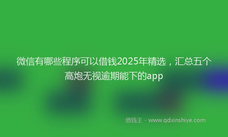 微信有哪些程序可以借钱2025年精选，汇总五个高炮无视逾期能下的app
