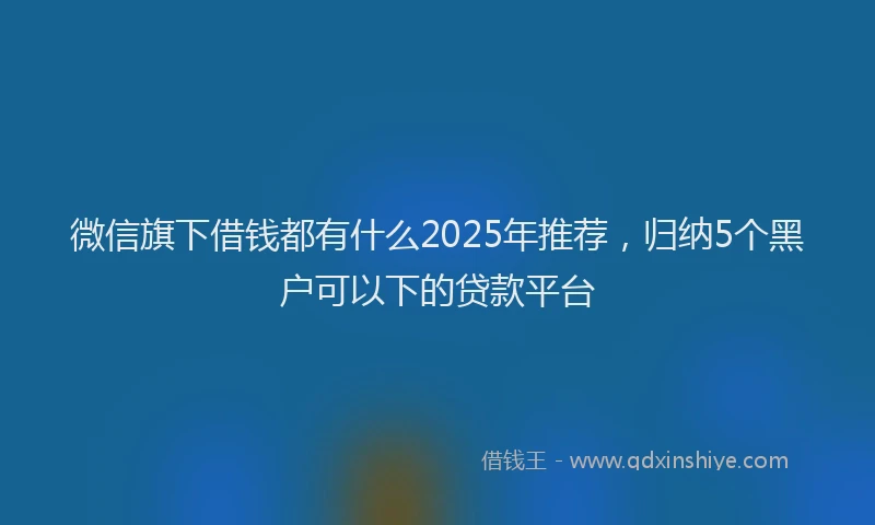 微信旗下借钱都有什么2025年推荐，归纳5个黑户可以下的贷款平台