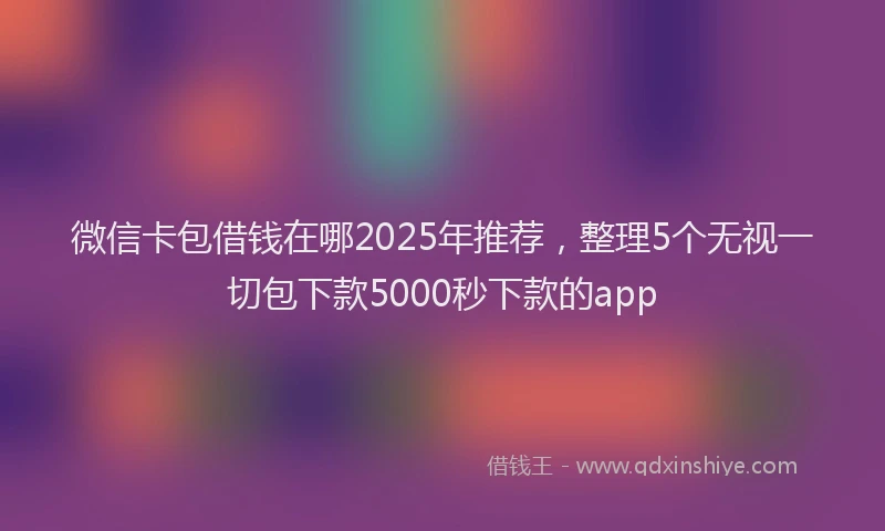 微信卡包借钱在哪2025年推荐，整理5个无视一切包下款5000秒下款的app
