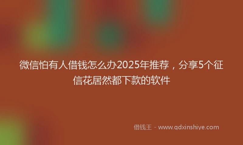 微信怕有人借钱怎么办2025年推荐，分享5个征信花居然都下款的软件