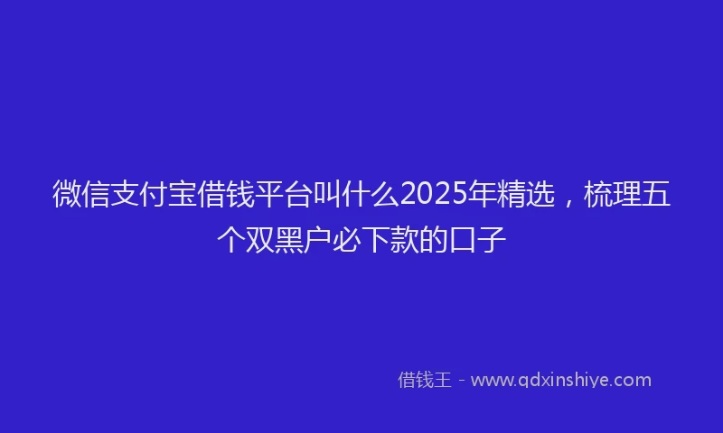 微信支付宝借钱平台叫什么2025年精选，梳理五个双黑户必下款的口子