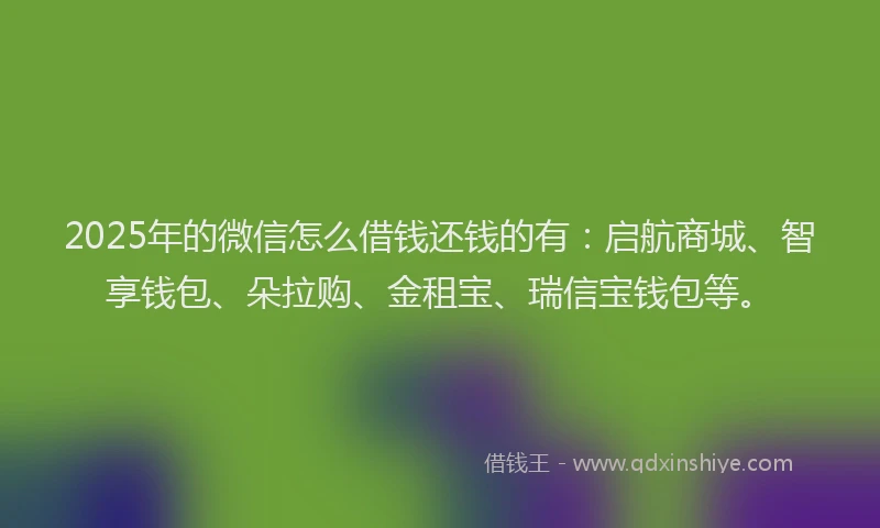 2025年的微信怎么借钱还钱的有：启航商城、智享钱包、朵拉购、金租宝、瑞信宝钱包等。