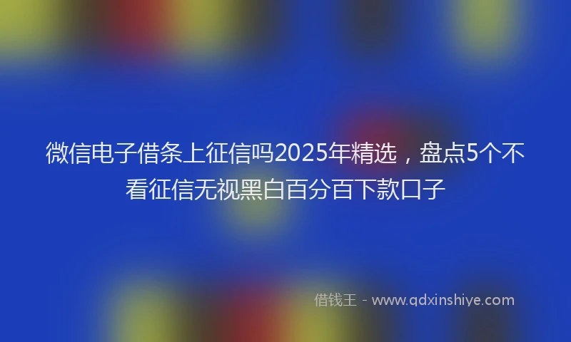 微信电子借条上征信吗2025年精选，盘点5个不看征信无视黑白百分百下款口子