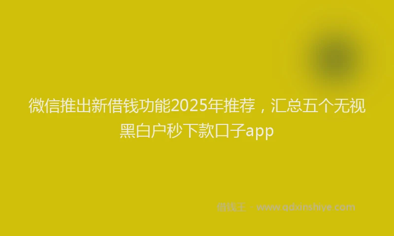 微信推出新借钱功能2025年推荐，汇总五个无视黑白户秒下款口子app