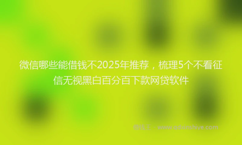 微信哪些能借钱不2025年推荐，梳理5个不看征信无视黑白百分百下款网贷软件