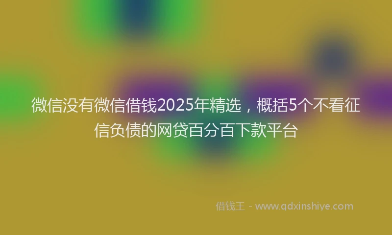 微信没有微信借钱2025年精选，概括5个不看征信负债的网贷百分百下款平台