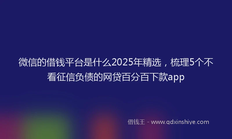 微信的借钱平台是什么2025年精选，梳理5个不看征信负债的网贷百分百下款app