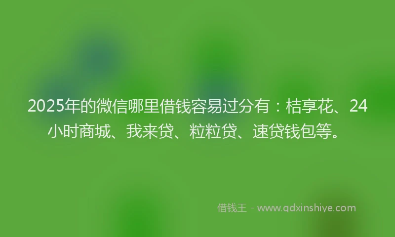 2025年的微信哪里借钱容易过分有：桔享花、24小时商城、我来贷、粒粒贷、速贷钱包等。