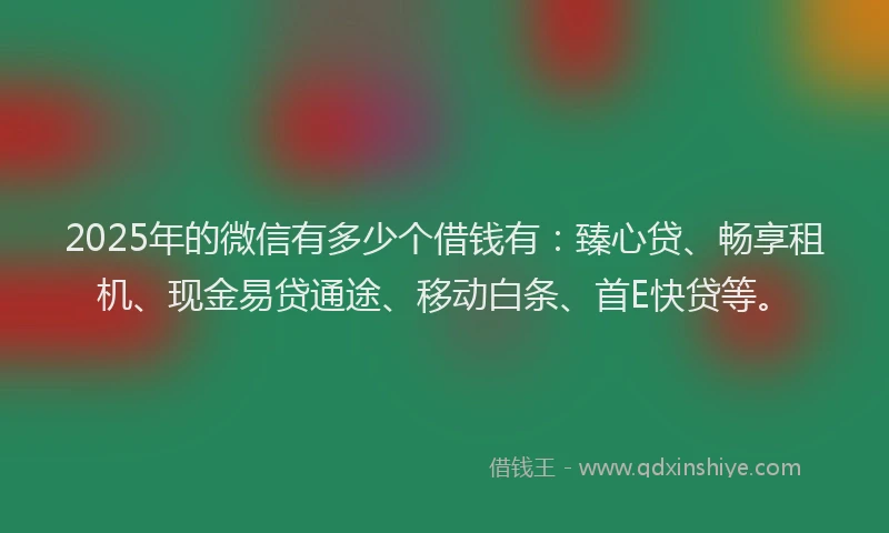 2025年的微信有多少个借钱有：臻心贷、畅享租机、现金易贷通途、移动白条、首E快贷等。
