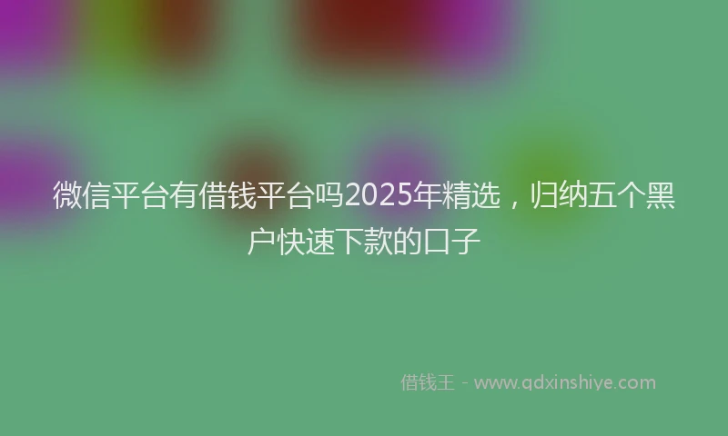 微信平台有借钱平台吗2025年精选，归纳五个黑户快速下款的口子