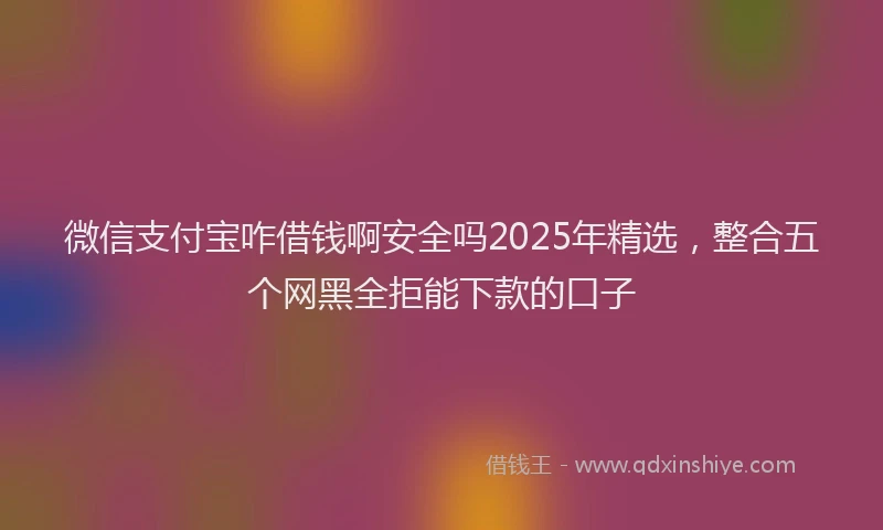 微信支付宝咋借钱啊安全吗2025年精选，整合五个网黑全拒能下款的口子