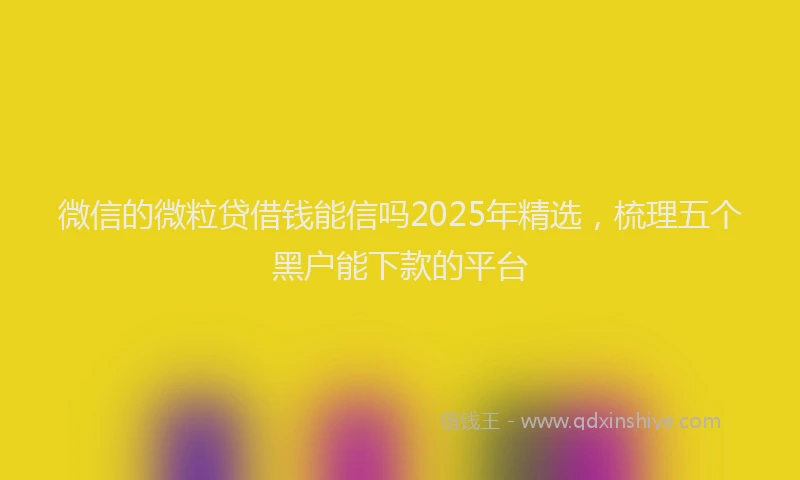 微信的微粒贷借钱能信吗2025年精选，梳理五个黑户能下款的平台