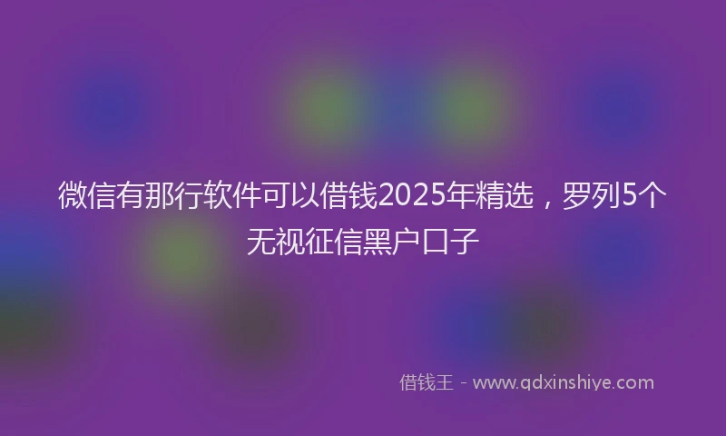 微信有那行软件可以借钱2025年精选，罗列5个无视征信黑户口子