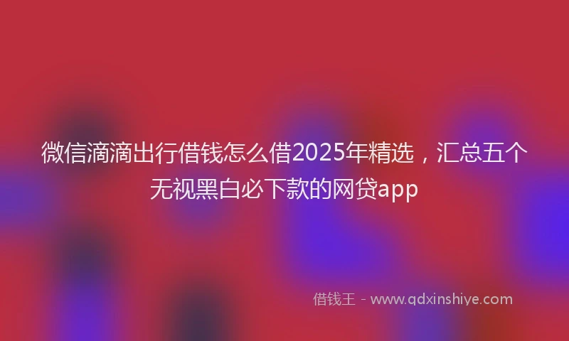 微信滴滴出行借钱怎么借2025年精选，汇总五个无视黑白必下款的网贷app