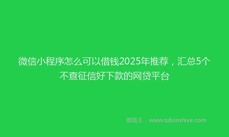 微信小程序怎么可以借钱2025年推荐，汇总5个不查征信好下款的网贷平台