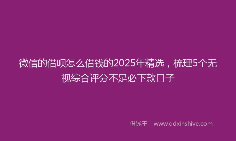 微信的借呗怎么借钱的2025年精选，梳理5个无视综合评分不足必下款口子