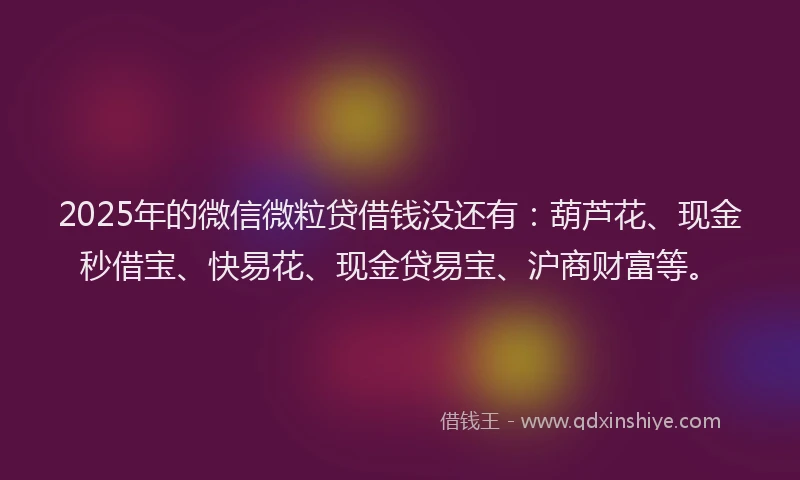 2025年的微信微粒贷借钱没还有：葫芦花、现金秒借宝、快易花、现金贷易宝、沪商财富等。
