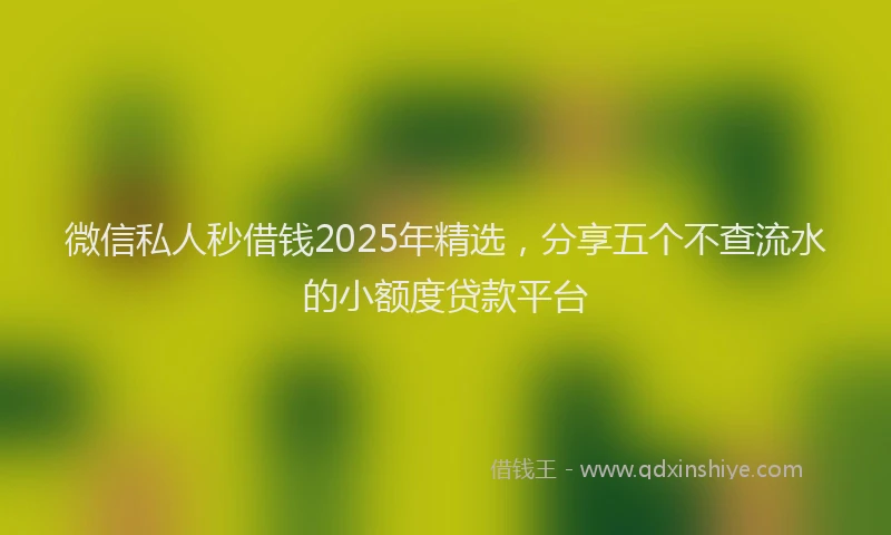 微信私人秒借钱2025年精选，分享五个不查流水的小额度贷款平台