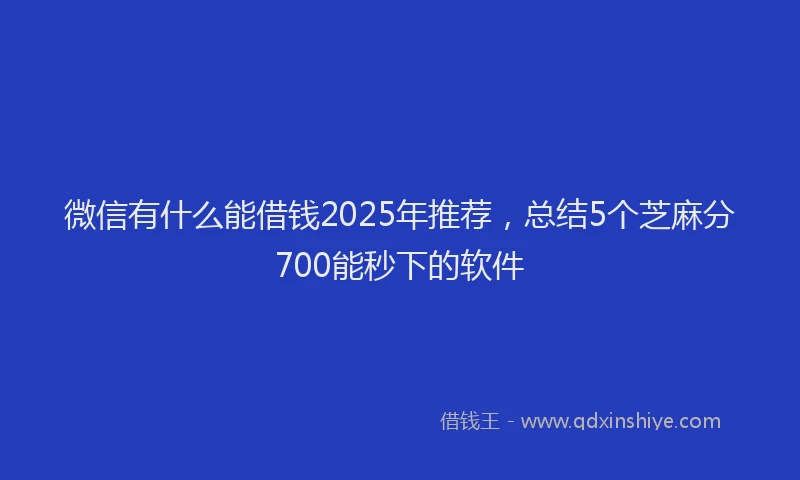 微信有什么能借钱2025年推荐，总结5个芝麻分700能秒下的软件