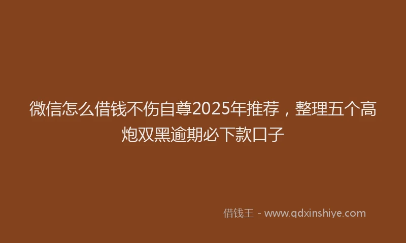 微信怎么借钱不伤自尊2025年推荐，整理五个高炮双黑逾期必下款口子
