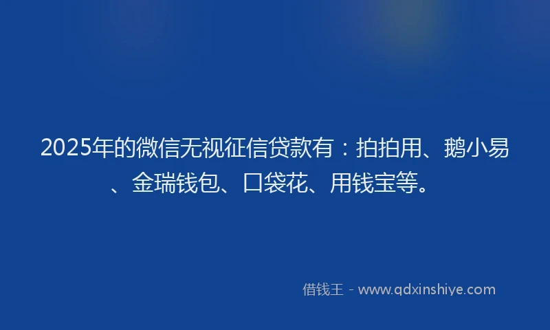2025年的微信无视征信贷款有：拍拍用、鹅小易、金瑞钱包、口袋花、用钱宝等。