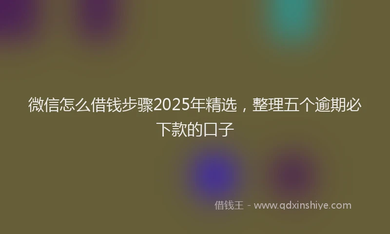 微信怎么借钱步骤2025年精选，整理五个逾期必下款的口子