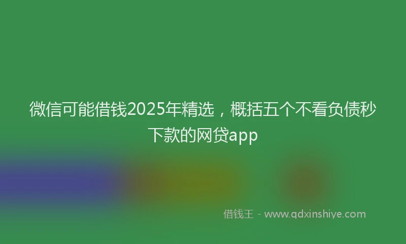 微信可能借钱2025年精选，概括五个不看负债秒下款的网贷app