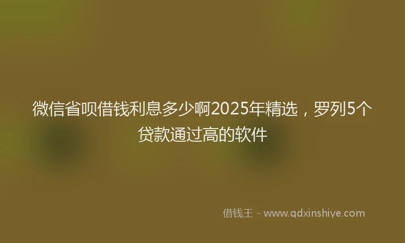 微信省呗借钱利息多少啊2025年精选，罗列5个贷款通过高的软件