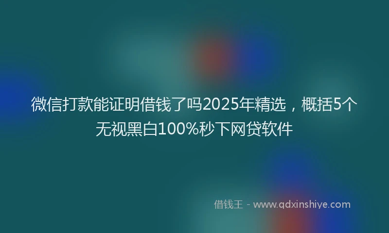 微信打款能证明借钱了吗2025年精选，概括5个无视黑白100%秒下网贷软件